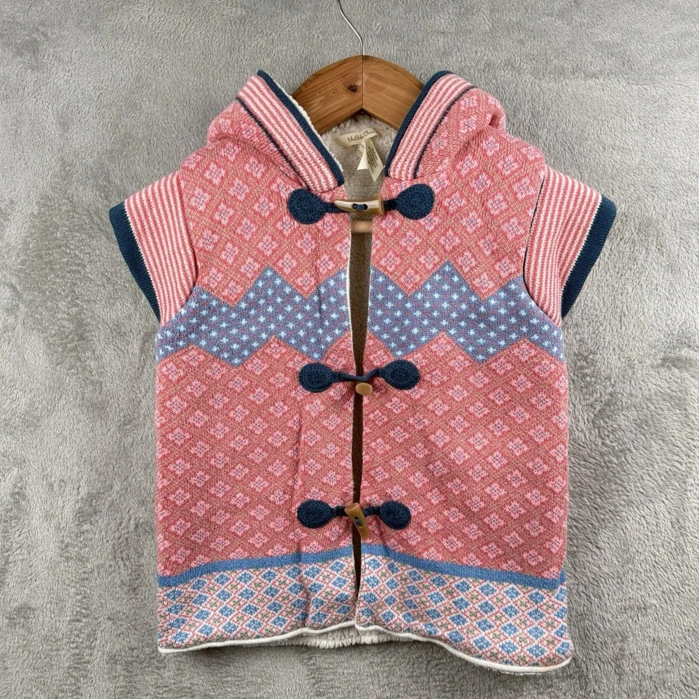 Matilda Jane Warm Hugs Vest Girls 10 Hood Sherpa Lined Cozy‎ Pink Floral Diamond